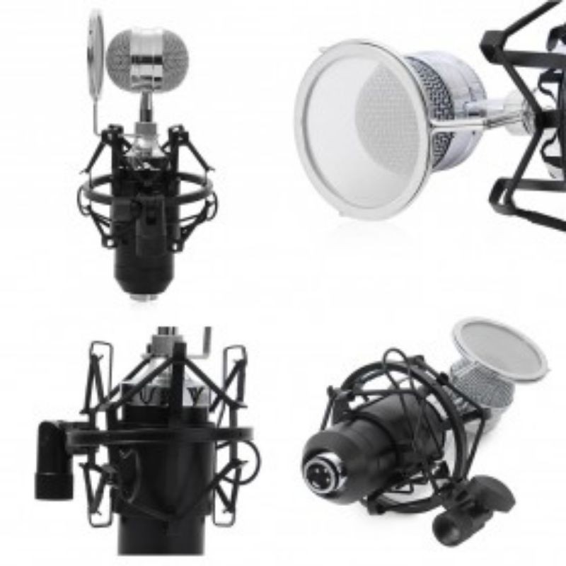 PAKET MINIMALIS MIC BM8000 CONDENSER RECORDING PODCASTING STAND MIC MEJA