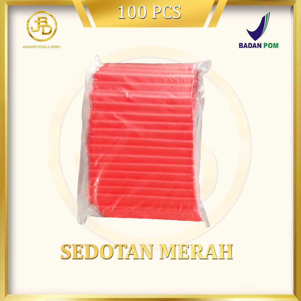 Sedotan Bubble Merah Full Color warna