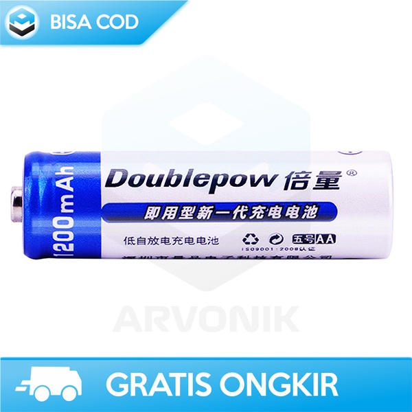 BATU BATERAI REMOTE AC TV AA RECHARGEABLE ORIGINAL DOUBLEPOW 1200 mAh