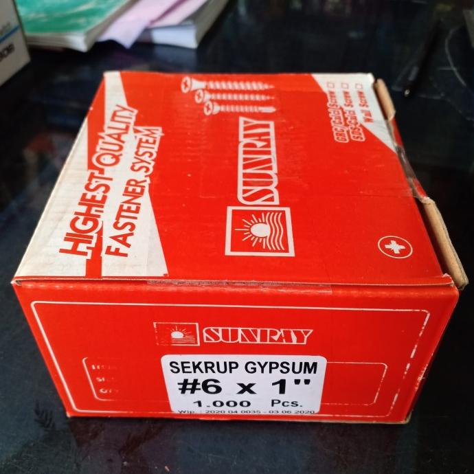 Sekrup Gypsum 6X1" Sunray Isi 1000Pcs