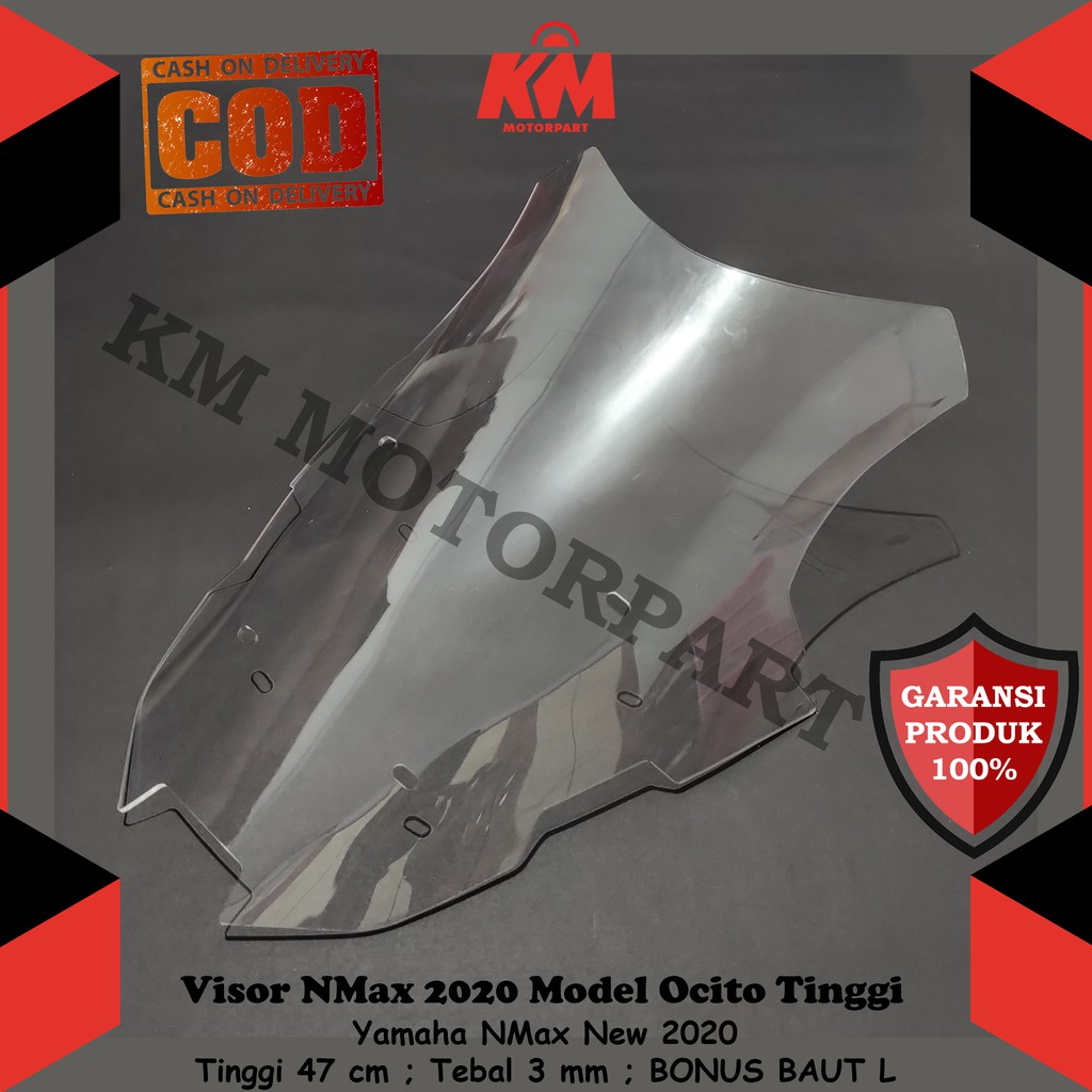 Visor Windshield Motor Yamaha All New NMAX N Max 2020 &amp; 2021 Tinggi 47cm Bonus 4 Baut