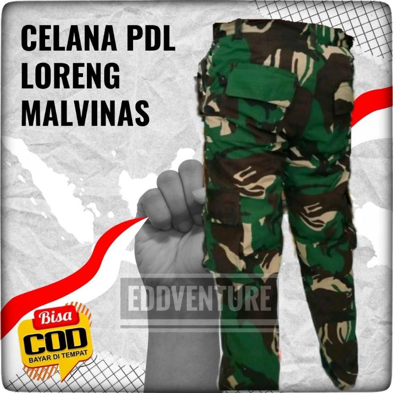 Celana cargo panjang pria wanita PDL loreng malvinas TNI hijau army kargo chargo tactical pants cowok cewek tentara militer ripstop premium murah