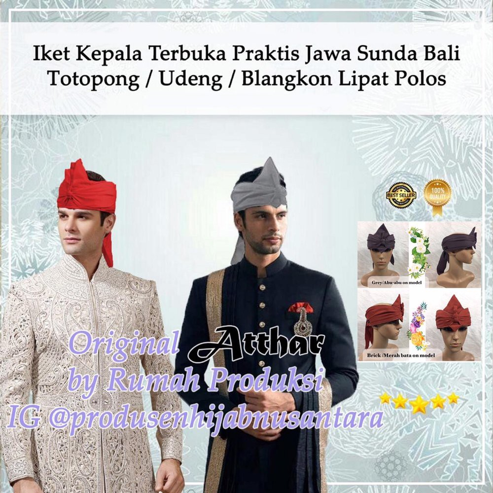 DIJUAL Iket Kepala Terbuka Praktis Jawa Sunda Totopong Udeng Blangkon Lipat warna Polos  Grosir