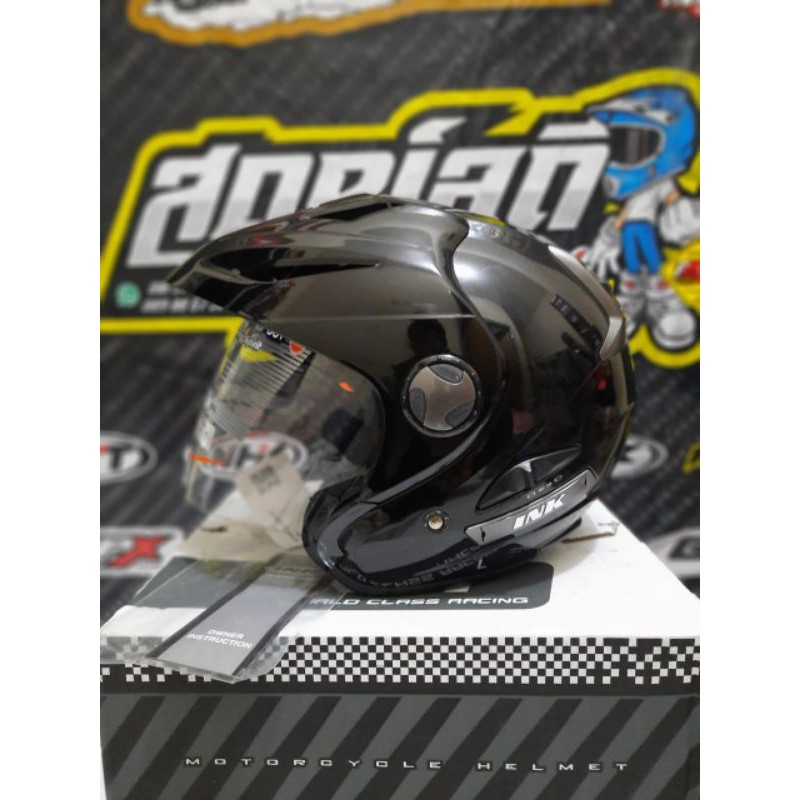 HELM INK FLASH ORI BLACK METALIK DOUBLE VISOR HELM TOURING DOBEL VISOR INK FLASH HITAM HELM INK TOPI
