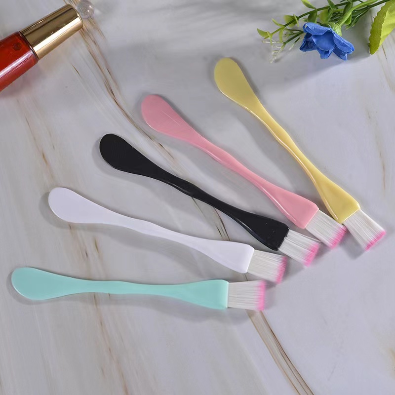 Kuas Masker Wajah 2 in 1 Kuas Masker Bulu Spatula Murah Import- Brushes Make Up Tools 2 in 1