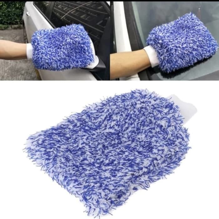 WASH MITT MICROFIBER | Korean Microfibre Glove Sarung Tangan Sponge Spon Cuci Mobil Motor Kendaraan