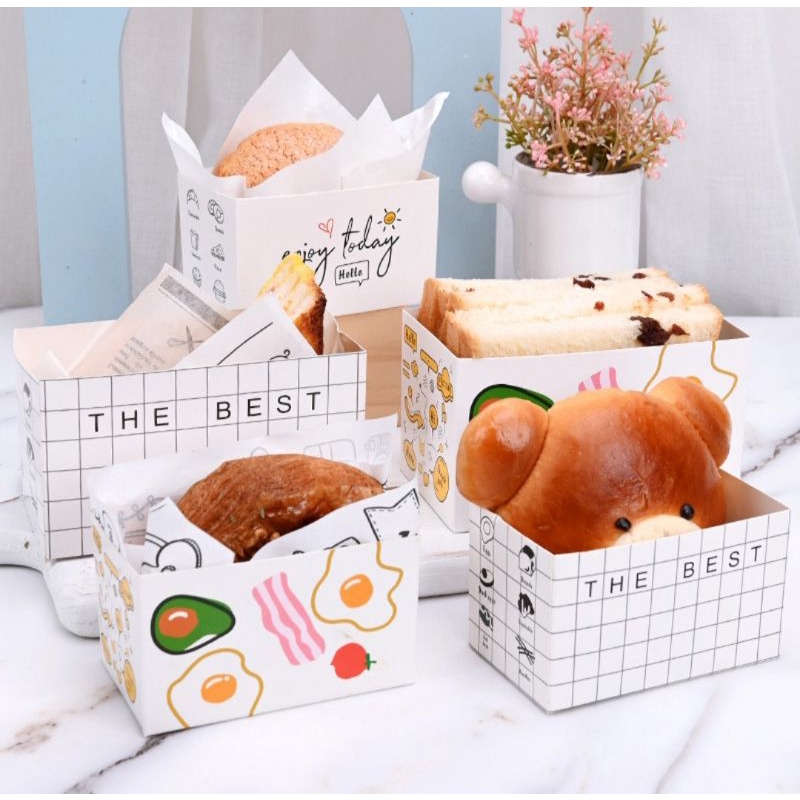 box sandwich/box cupcake/toast box/box kentang/kotak kue/kotak mika/cupcake/wax paper/baking paper/