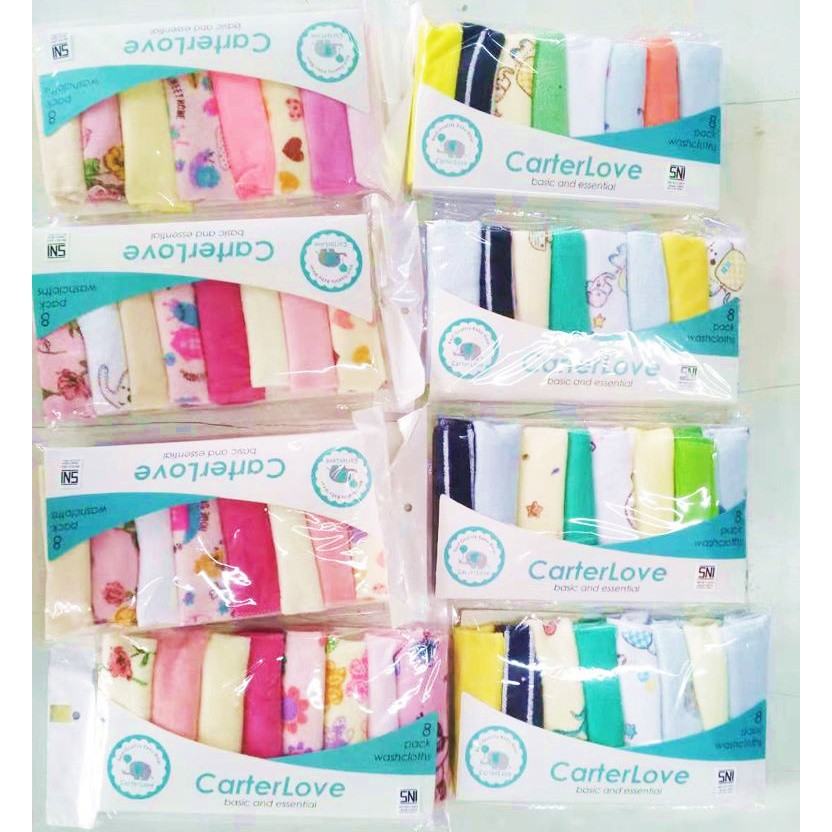 Sapu Tangan Bayi/ Washlap Bayi Carter Love  isi (8 pcs)