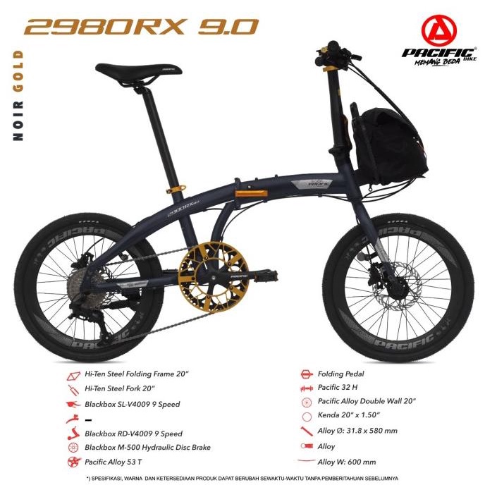 Sepeda Lipat Pacific 20" 2980 Rx 9.0 Vt Hydraulic Bonus Tas Dan Kunci