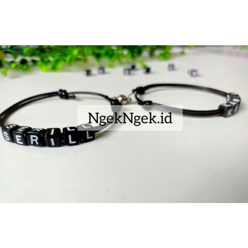 (Cod) Gelang Couple Magnet | Gelang custom nama magnet | Gelang Tali korea Anti air