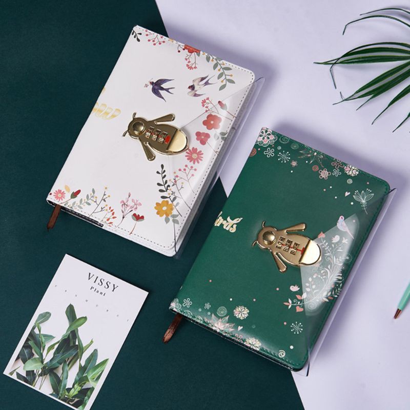 

PREORDER Flower Notebook with Password Lock Leather Travel Sketching Diary Planner Notepad