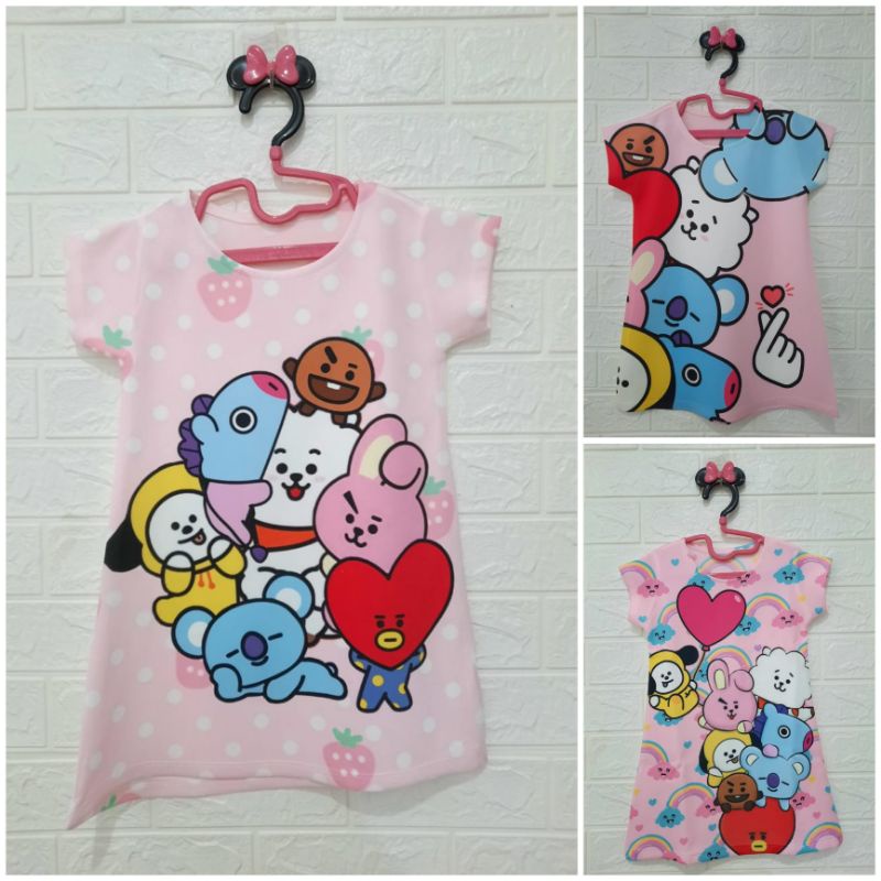 Dress anak/baju tidur anak gambar bts