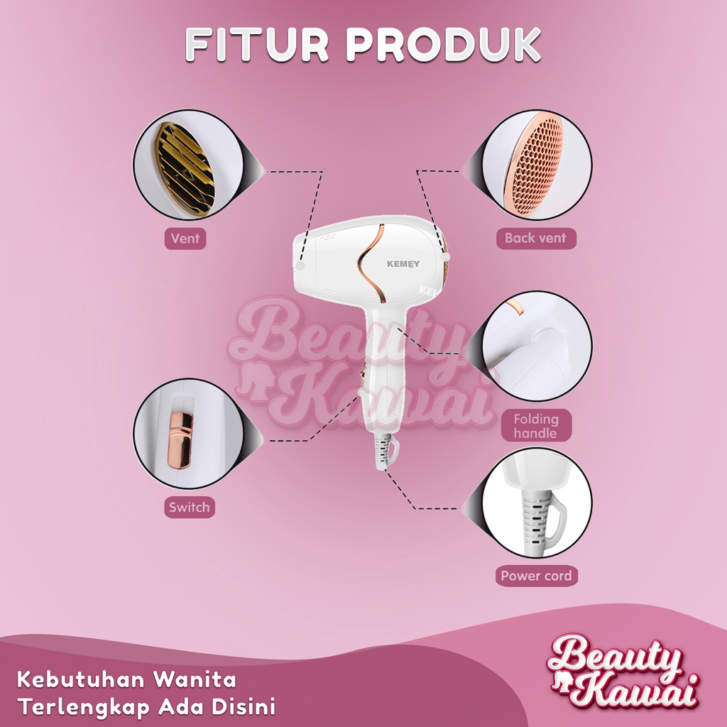 Hair Dryer Rambut Wanita Kemei KM-6839 Hair Care 1800 W