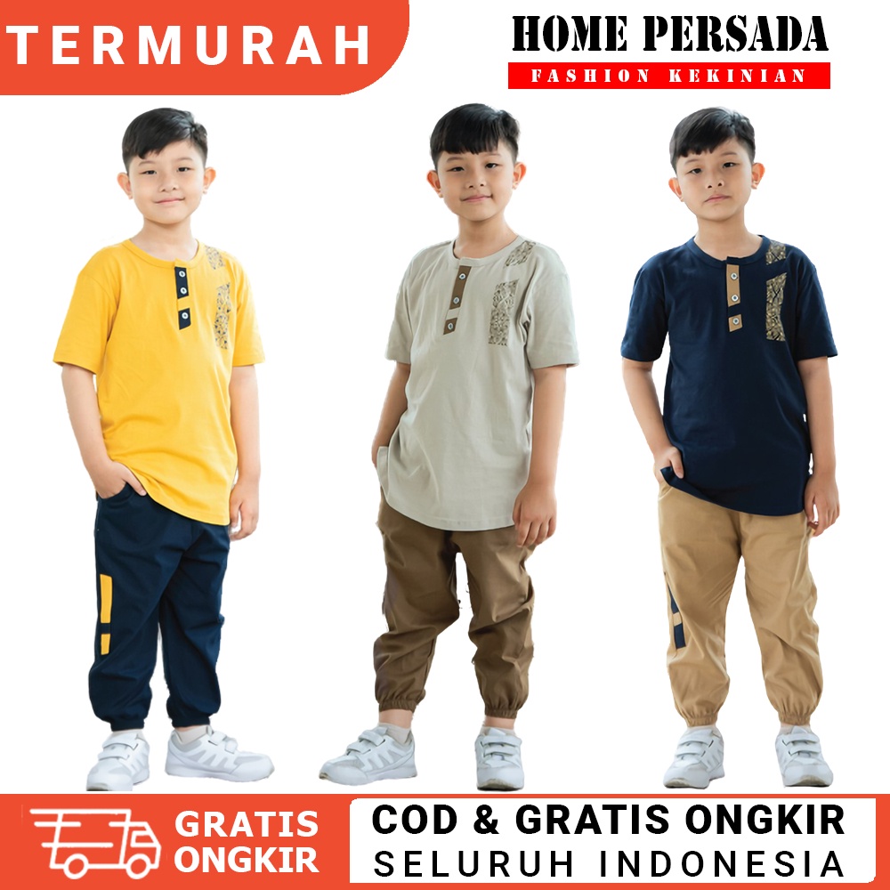 Baju Koko Kaos Celana Jogger Furqon Setelan Anak Laki Laki Cowok Umur 3 4 5 6 7 8 9 10 11 12 Tahun
