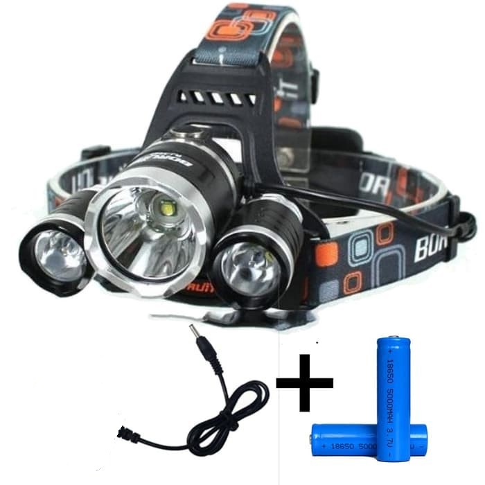 Senter Kepala Headlamp 3 LED Cree XM-L 3T6 / Senter Kepala 3 Lampu T60 30 + 20W / Headlamp 3 LED CHARGERABLE