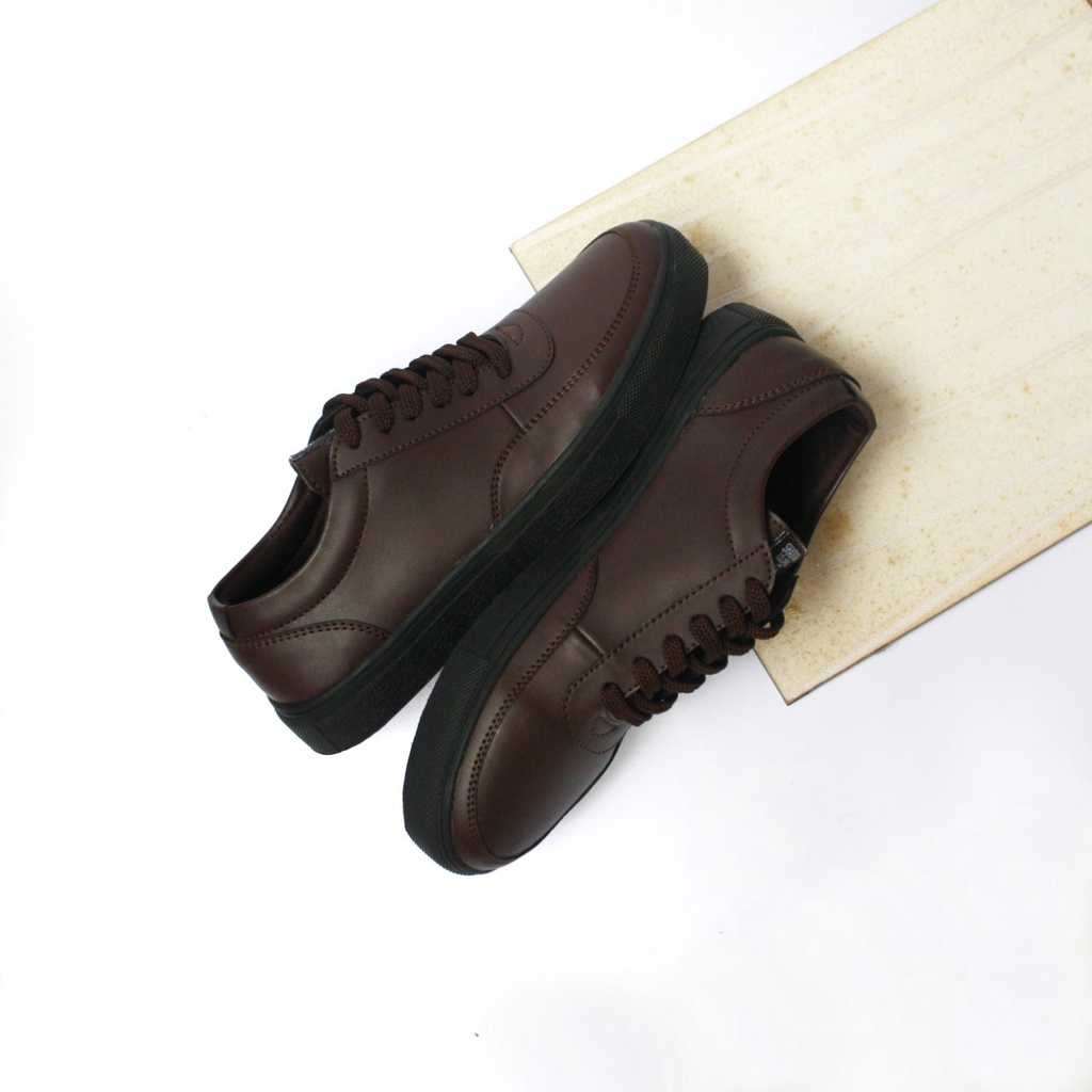 ROVER BROWN - Sneaker Kasual Pria Bahan Kulit Formal Santai - Bergaransi