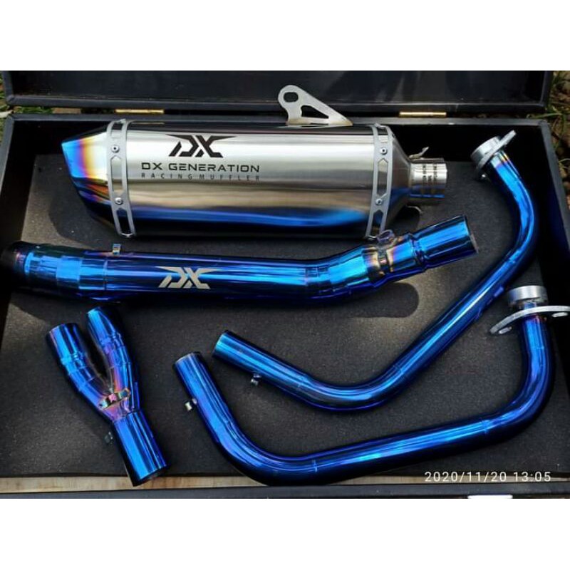 Knalpot ORIGINAL DX Sphere Oval - Header Blue (FULL SYSTEM) R25, MT25, CBR 250R, CBR 250RR, Ninja 25
