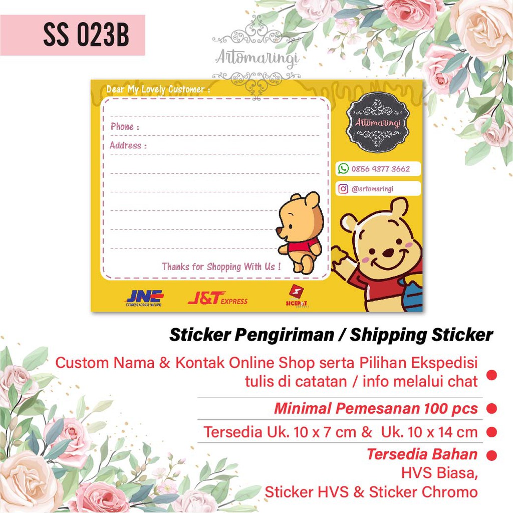 

Shipping Sticker Custom HVS Doff Sticker Pengiriman Chromo Shipping Label