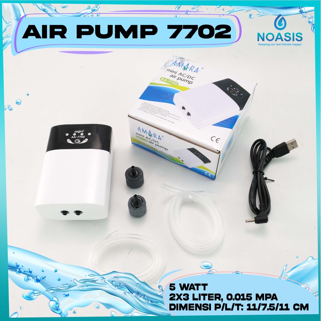 AMARA AA7702 AC DC AA 7702 USB POMPA UDARA AIR PUMP AERATOR AQUARIUM