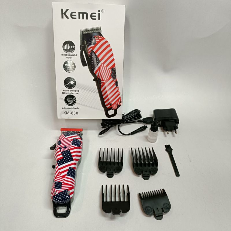 Kemei Hair Cliper Km 830 Alat Cukur Rambut Cas Motif Elektrik Hair Clipper Cordless  Professional