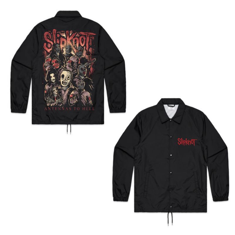COACH JAKET BAND SLIPKNOT PREMIUM | JAKET SLIPKNOT | WINDBREAKERS JAKET METAL DISTRO PRIA HITAM | wi