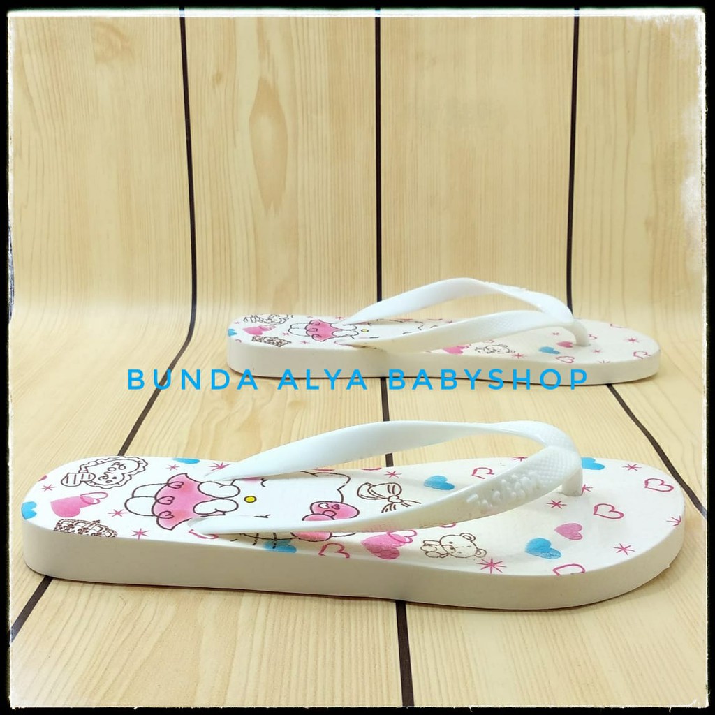 Sandal Jepit Wanita Size 36 - 40 IMPORT Karet PUTIH - Sendal Jepit Cewek Harian Anti Licin Kucing Anti Licin