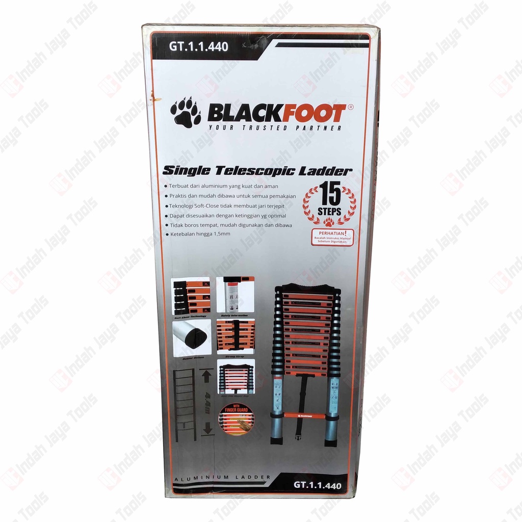 BLACKFOOT Tangga TELESKOPIK SINGLE 4.4 M Lipat Alumunium Meter