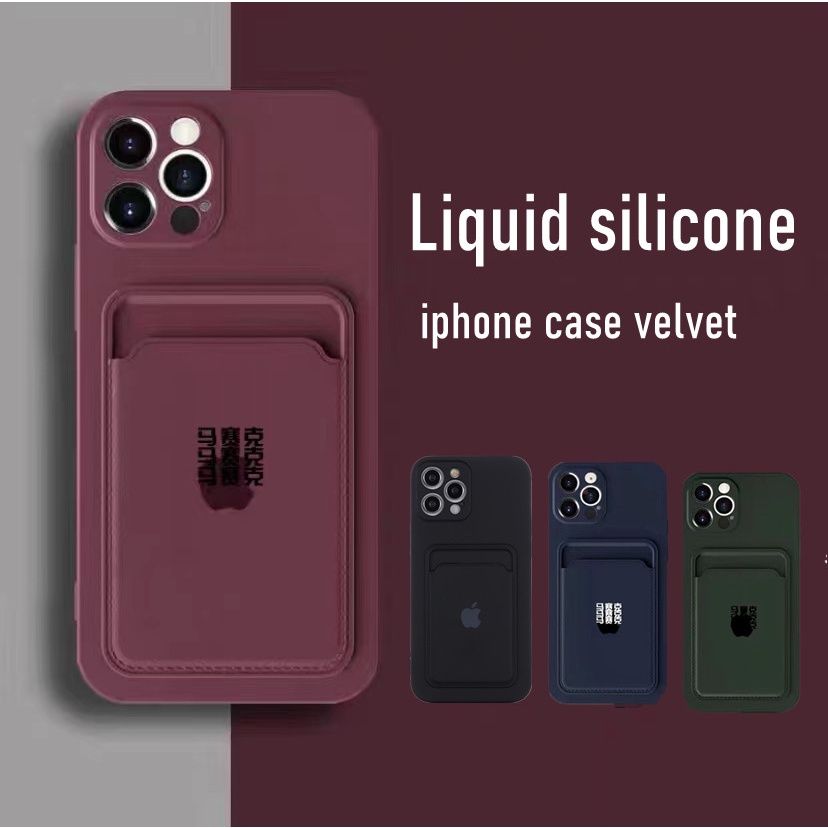 liquid velvet case iphone 11 pro max 13 12 pro max Xs max XR 7/8 plus closed all-inclusive card holder shockproof case