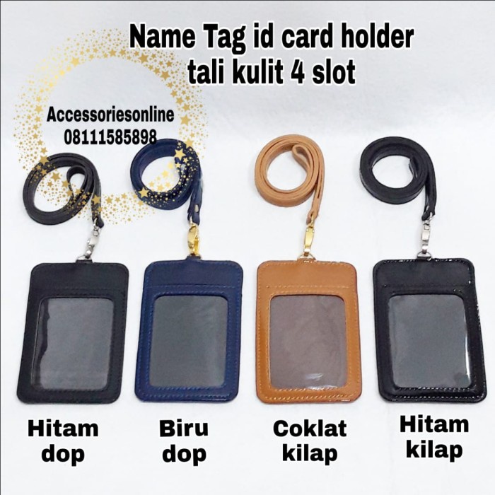 

Menakjubkan Name Tag Id Card Holder Tali Kulit 4 Slot Card Tali Kalung Hemat
