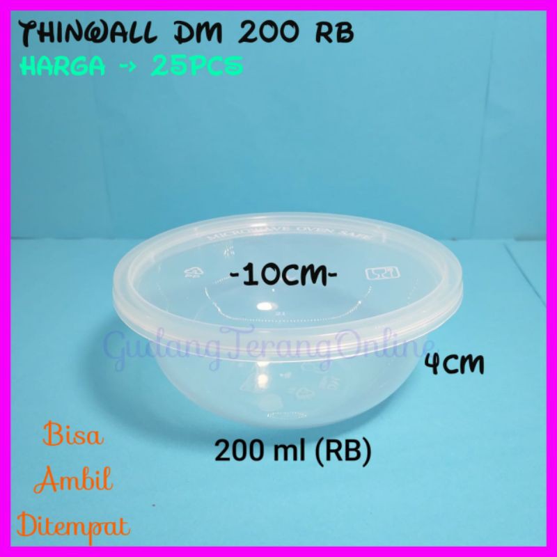 Thinwall food container 200ml / Cup salad 200ml/ Cup puding 200ml / tempat slime kotak slime