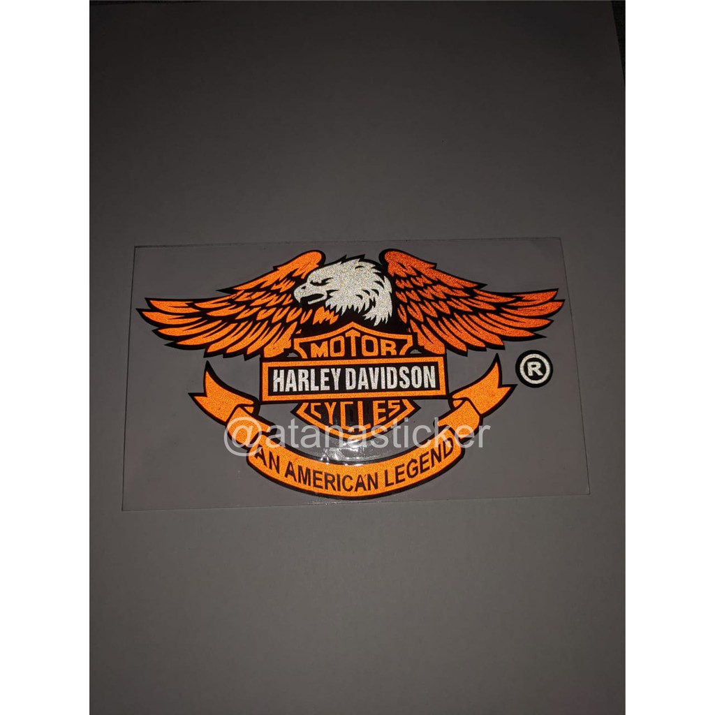 Stiker Cutting Logo Harley Davidson American Legend 15x9cm Nyala Reflective Scotlite Fosfor