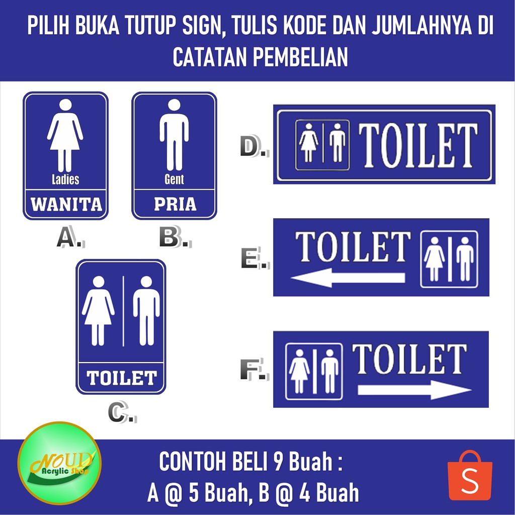 READY! Akrilik Sign Board &quot;Toilet&quot; Noud Terbaik