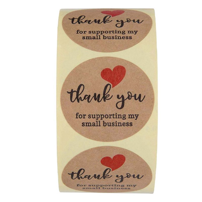 Colo 500pcs Stiker  Kertas  Kraft Tulisan Thank You Untuk 