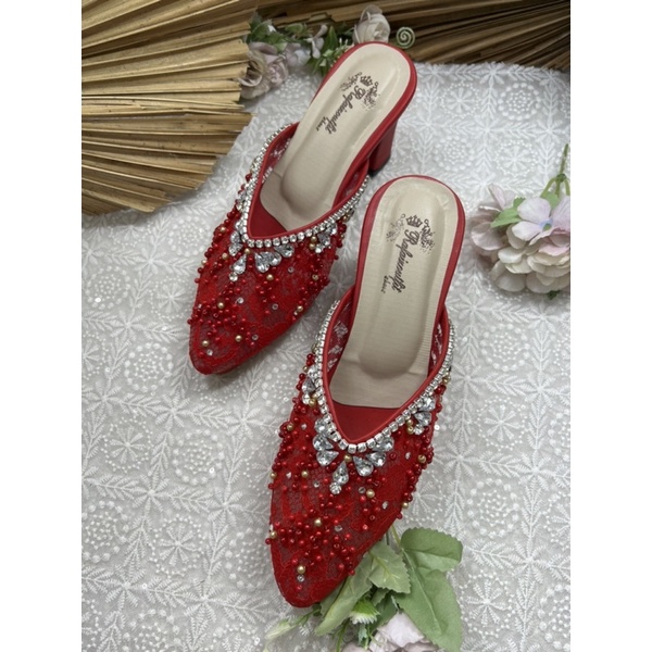 sepatu wedding shoes naima  tanpa tali tinggi 7cm tahu