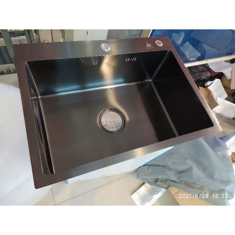 Paket Lengkap Kitchen Sink 6045 Hitam/Black/Bak Cuci Piring Stainless