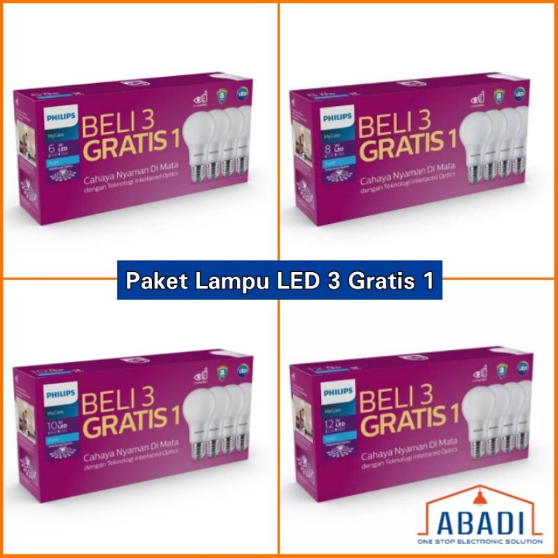 Paket Lampu LED Philips 3 Gratis 1 | Philips Lampu LED | Bohlam Philips | Lampu Philips 10 W