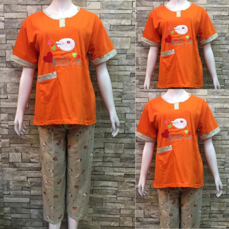 CP SIELIE WARNA | BAJU TIDUR DEWASA| PIYAMA | COD-6019 Orange