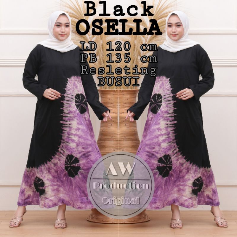 Gamis Black Tiedye Jumbo Abstrak Resleting Depan Busui Bumil Homedress Wanita Kekinian Katun Spandek Adem Terlaris