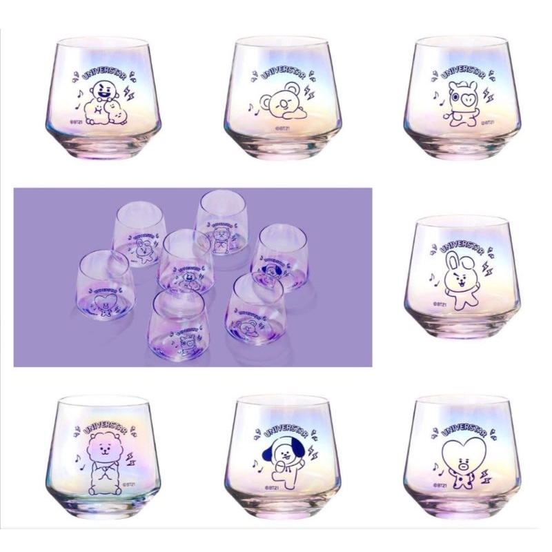 OFFICIAL BT21 JAPAN AURORA GLASS PURPLE EDITION GELAS