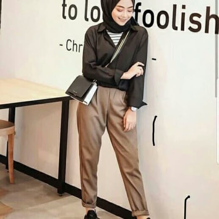 BAGGY PANTS PREMIUM AMERICAN DRILL CELANA PANJANG WANITA