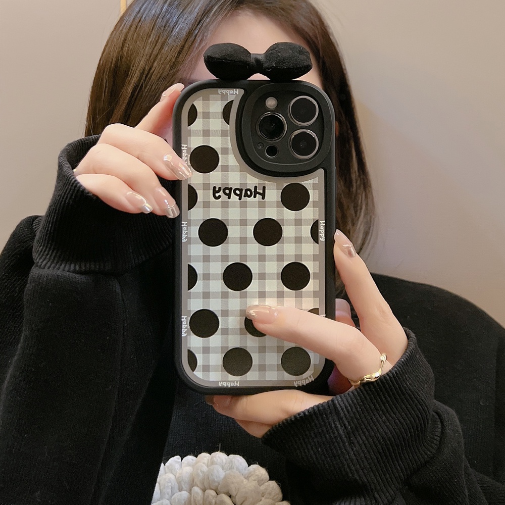 Soft case TPU Transparan shockproof Motif Polkadot Pita Untuk iPhone 11 Pro max 12 13 Pro max mini XS max xr 7 8 Se 2020 plus