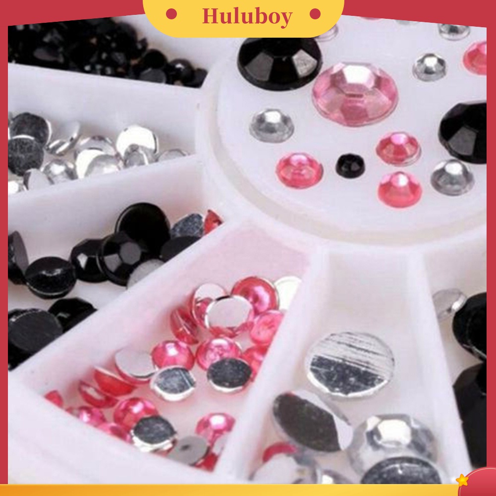 Huluboy Huluboy♡ 13 Sekat Roda Isi Berlian Imitasi Glitter 3D Untuk Dekorasi Manicure DIY