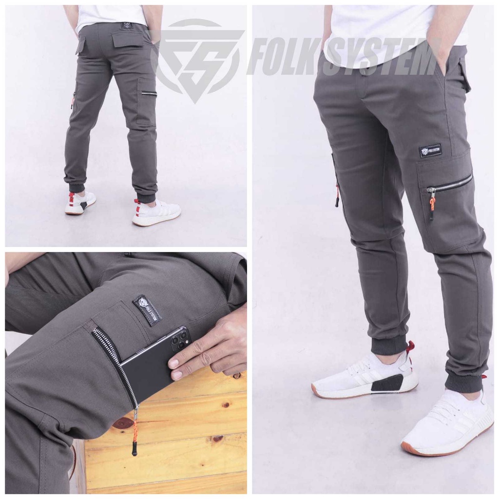 Celana Panjang Chino Jogger Cargo Pria WL Folksystem