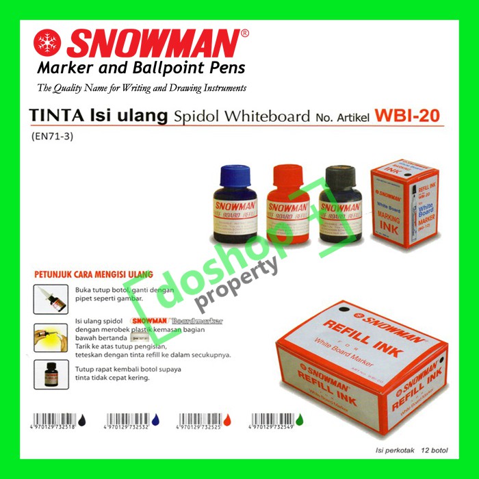 

ISI TINTA SPIDOL WHITE BOARD SNOWMAN / TINTA REFILL PAPAN TULIS