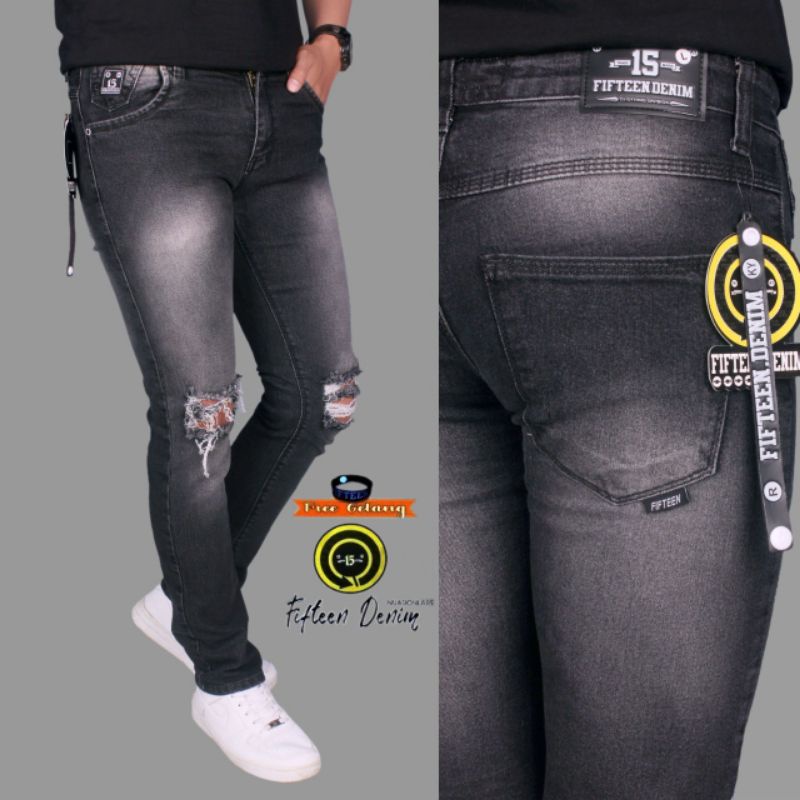 CELANA JEANS SOBEK LUTUT SKINY PRIA ORIGINAL BANDUNG