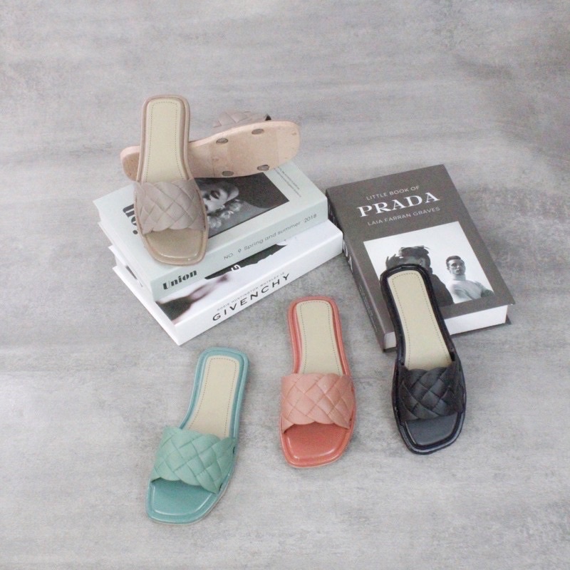 Sandal Selop Karet Import sendal  Slop wanita murah karet jelly BOLONI Gisel Sandal Flat Jelly-4
