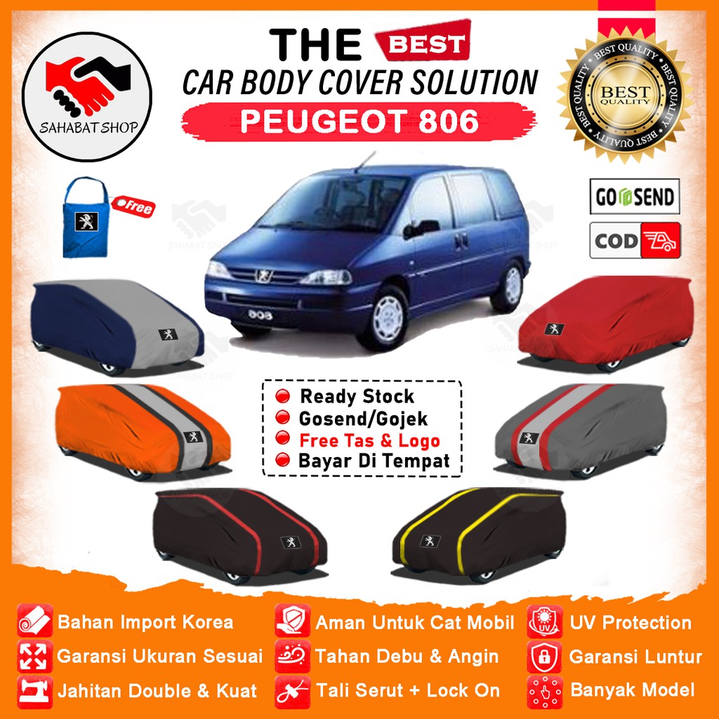 Sahabat Body Cover Mobil Peugeot 806 / Sarung Penutup Peugeot 806 Outdoor / Selimut Mantel Tutup Pelindung Kerudung Kerodong Terpal Jas Mantol Pembungkus Kelambu Mobil Peugeot 806 Waterproof Anti Air Model Orange