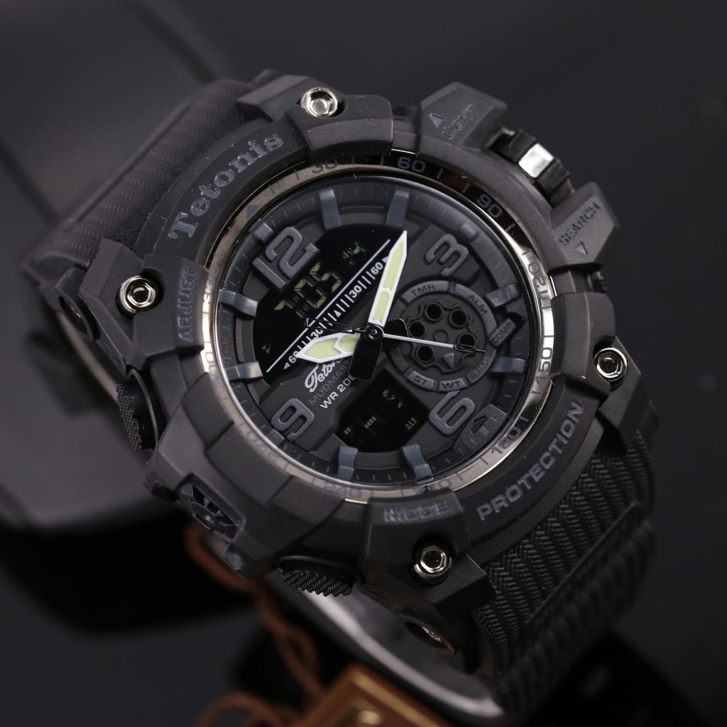 Tetonis 3009 - Jam Tangan Sport Pria - Dual Time Mode - Rubber Strap - Original