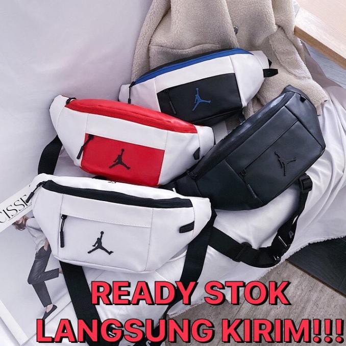 Dijual Tas Pria Waistbag Nike Air Jordan Jumpman Premium Leather Kulit - Hitam Terbatas