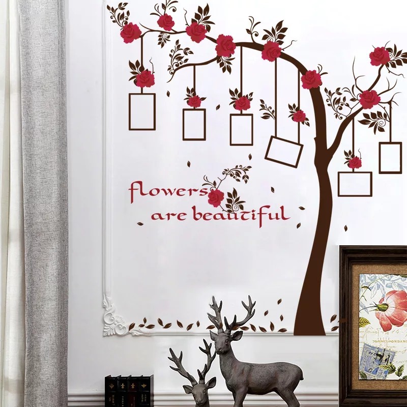 RELIZA WALL STICKER / STICKER DINDING POHON FOTO ROSE TREE FRAME WALLSTICKER SK9086